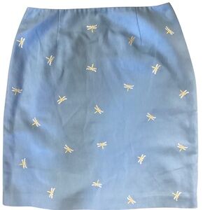 Talbots Blue Pencil Skirt with Embroidered Dragonfly Accents